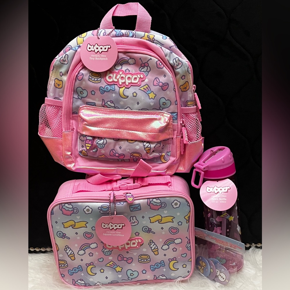 Kawaii Bundle- backpack, lunchbox, water bottle, & buttons